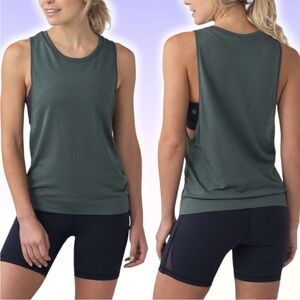 LULULEMON Breeze By Muscle Tank Sz 4 Dark Forest Green